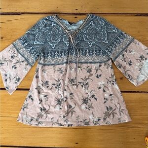 Style & Co. Women's Blue and Pink Floral Tunic